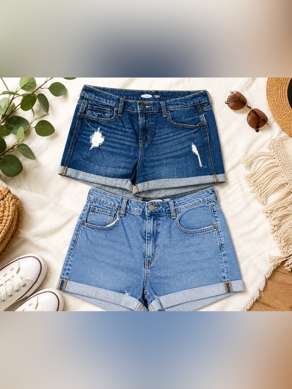 Women’s Denim Shorts Bundle Size 8 Old Navy & H&M Cuffed